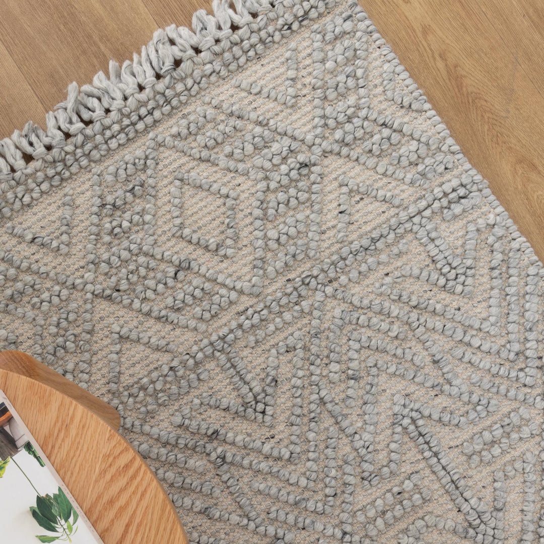 Diego Tribal Grey Wool Rug