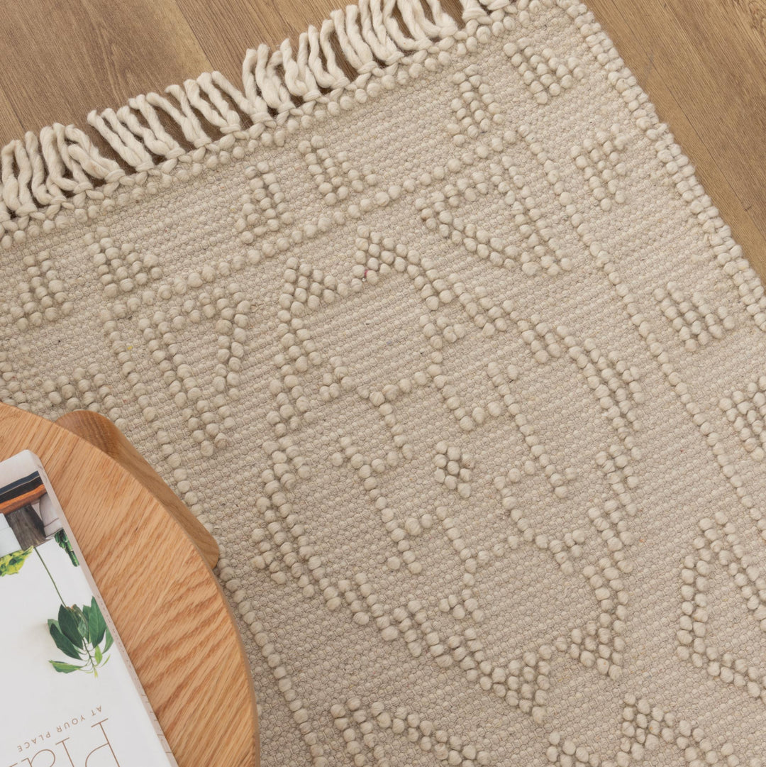 Diego Ornamental Beige Wool Rug