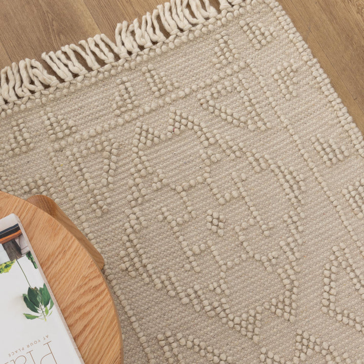 Diego Ornamental Beige Wool Rug