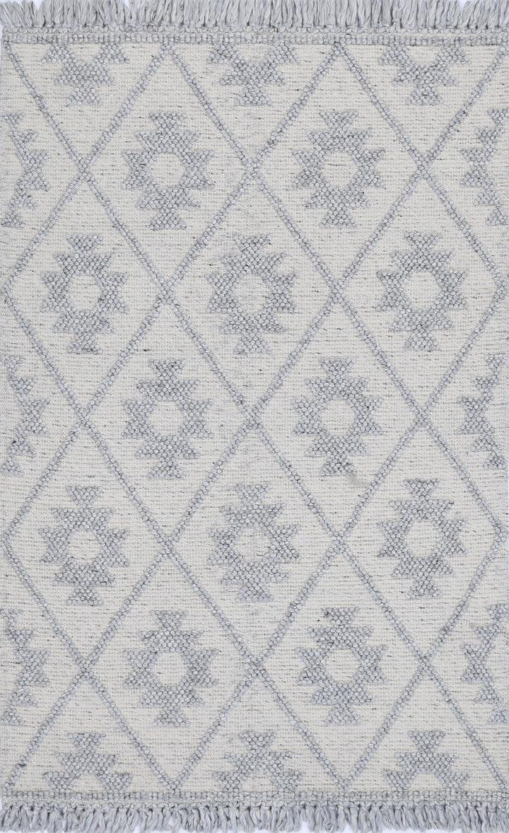 Diego Geometric Grey Wool Rug
