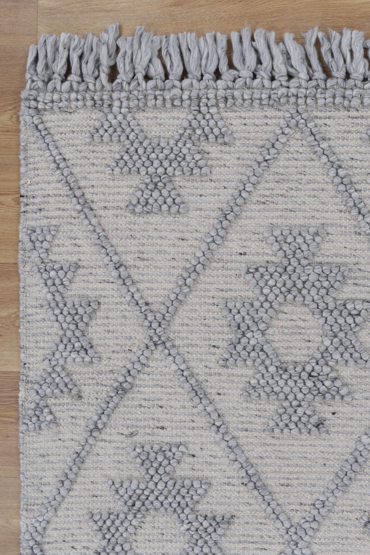 Diego Geometric Grey Wool Rug