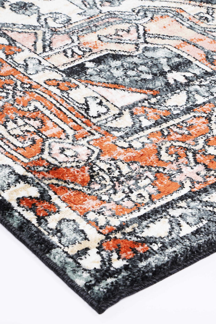 Estate Traditional Terracotta Black Rug