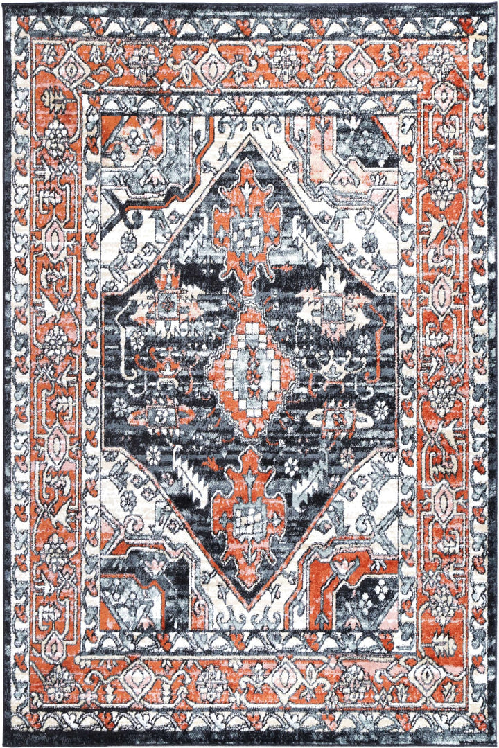 Estate Traditional Terracotta Black Rug