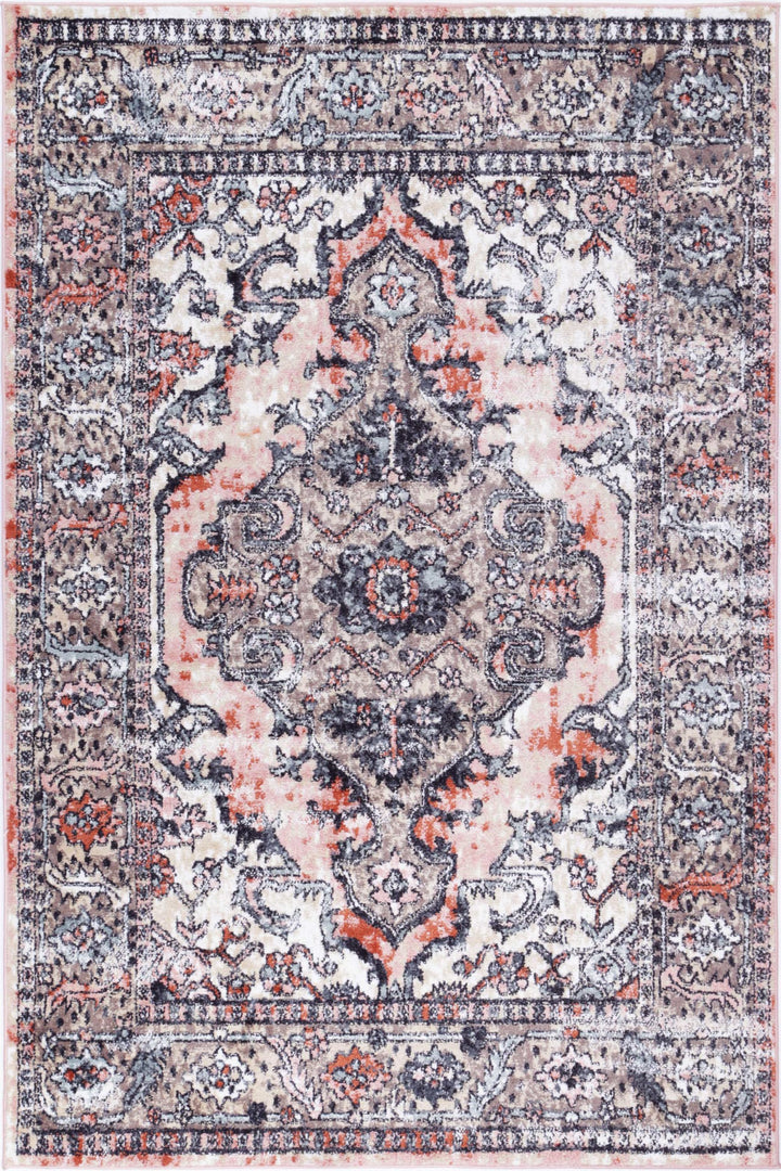 Estate Traditional Terracotta Cream Rug