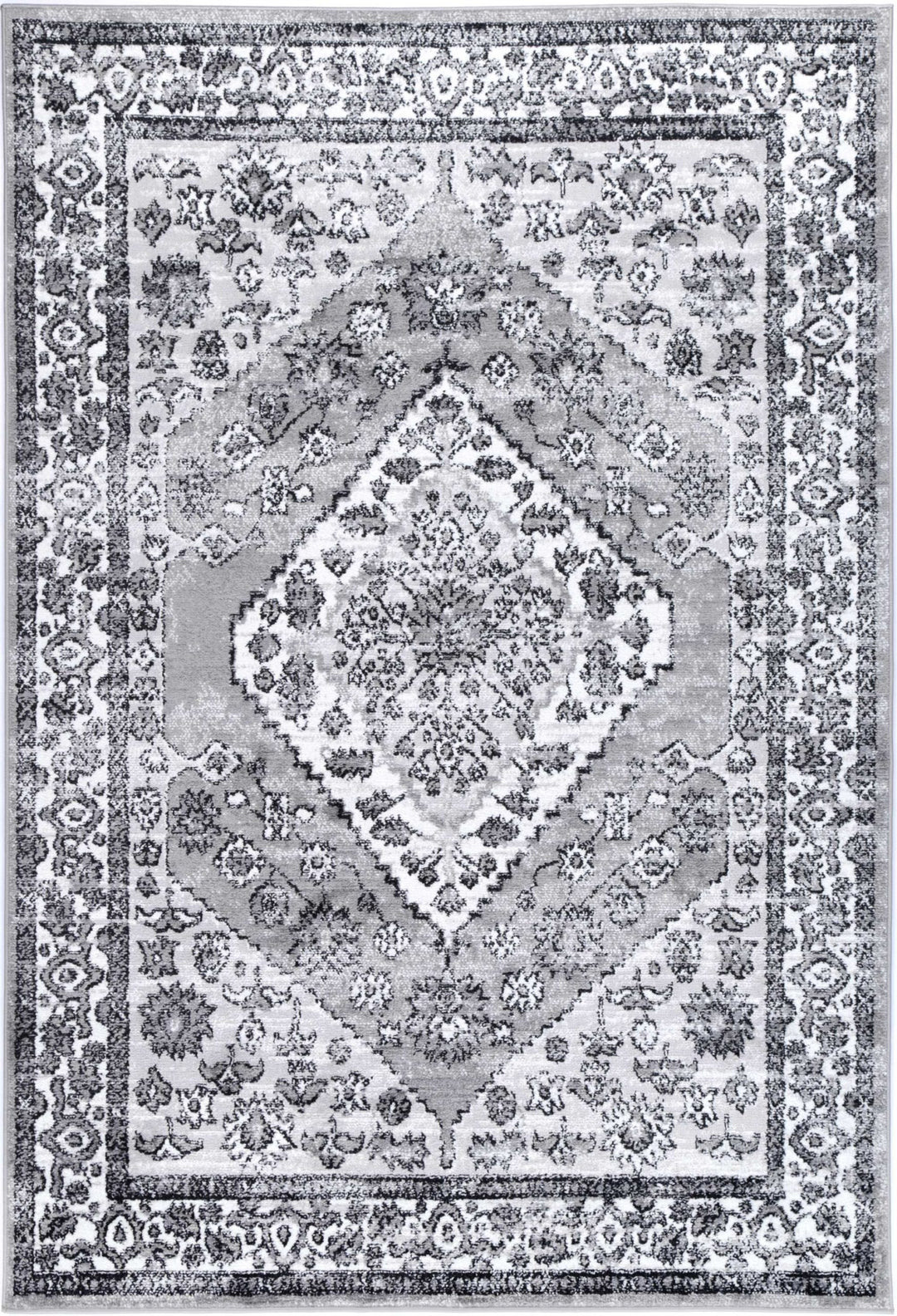 Estate Traditional Grey Black Rug