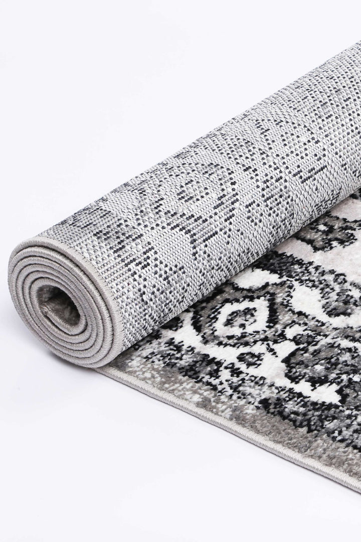 Estate Traditional Grey Black Rug