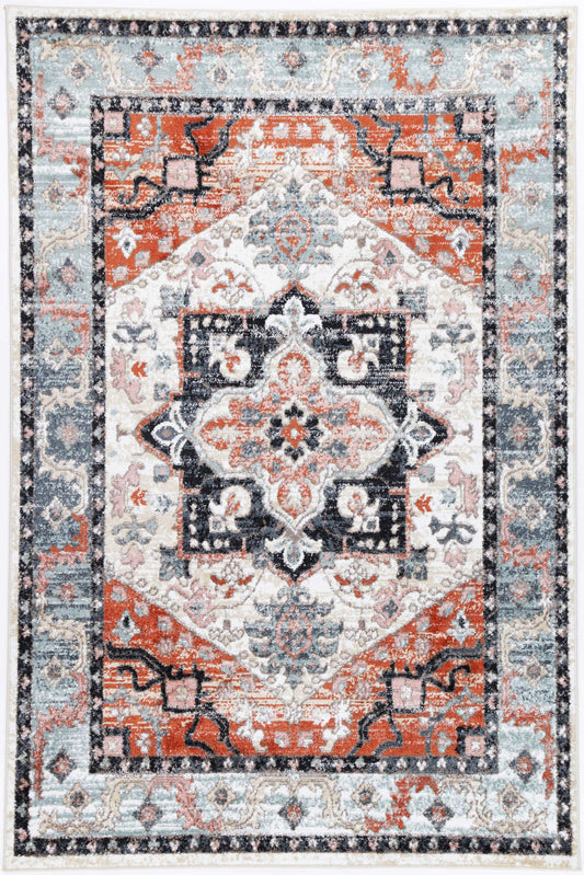Estate Traditional Terracotta Charcoal Rug