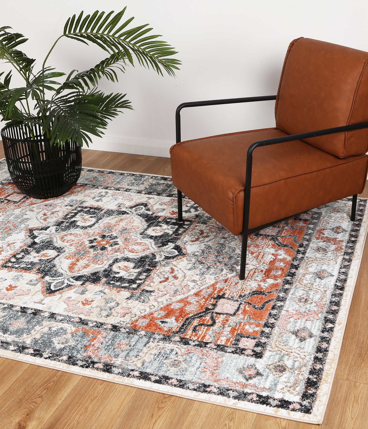 Estate Traditional Terracotta Charcoal Rug