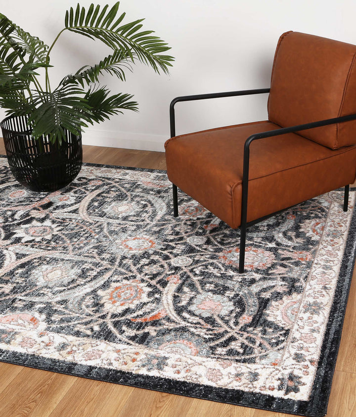 Estate Traditional Charcoal Cream  Rug