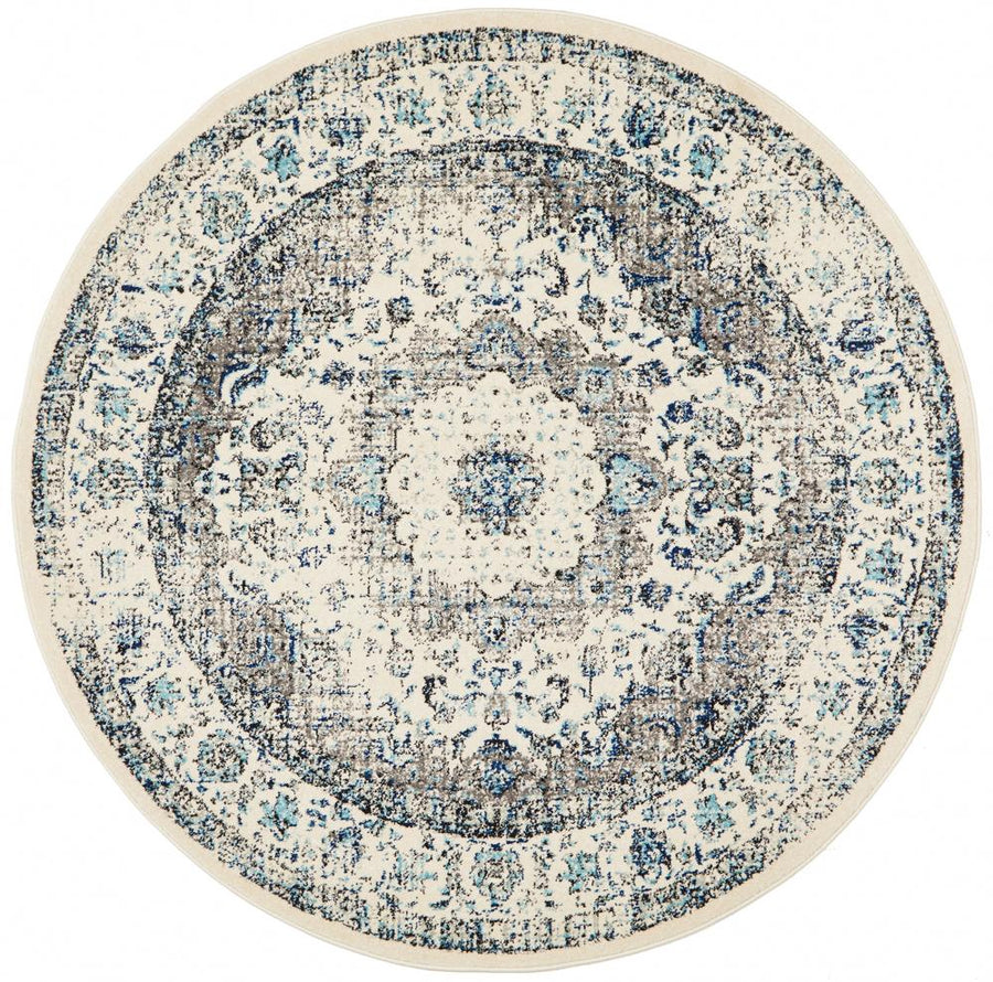 Evoke Mist White Transitional Round Rug – Rugs N More