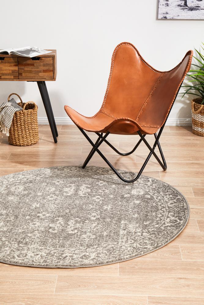 Evoke Pidgeon Grey Transitional Round Rug