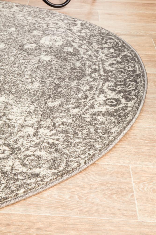 Evoke Pidgeon Grey Transitional Round Rug