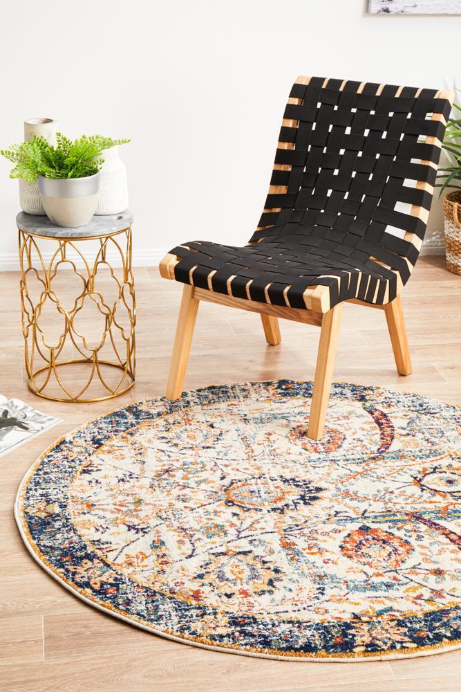 Evoke Peacock Ivory Transitional Round Rug