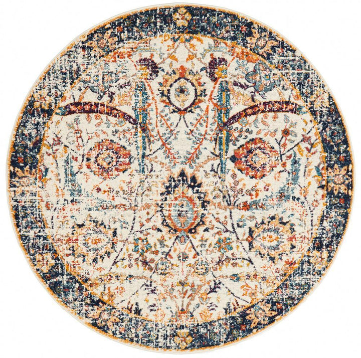 Evoke Peacock Ivory Transitional Round Rug