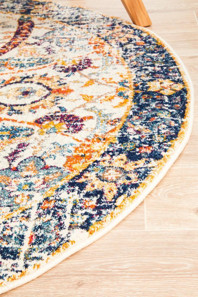 Evoke Peacock Ivory Transitional Round Rug