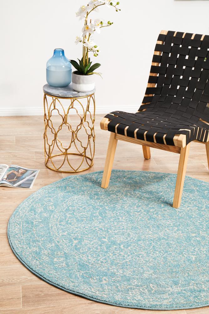 Evoke Depth Blue Transitional Round Rug