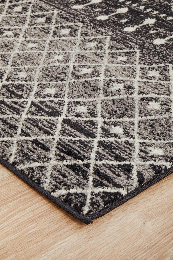 Evoke Simplicity Black Transitional Runner Rug