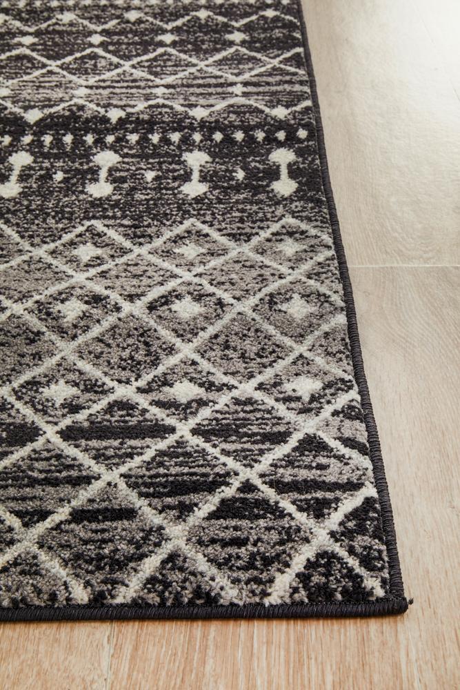 Evoke Simplicity Black Transitional Runner Rug