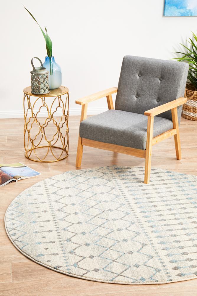 Evoke Slate White Transitional Round Rug