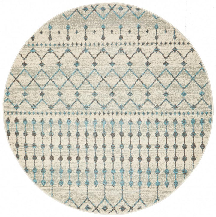 Evoke Slate White Transitional Round Rug