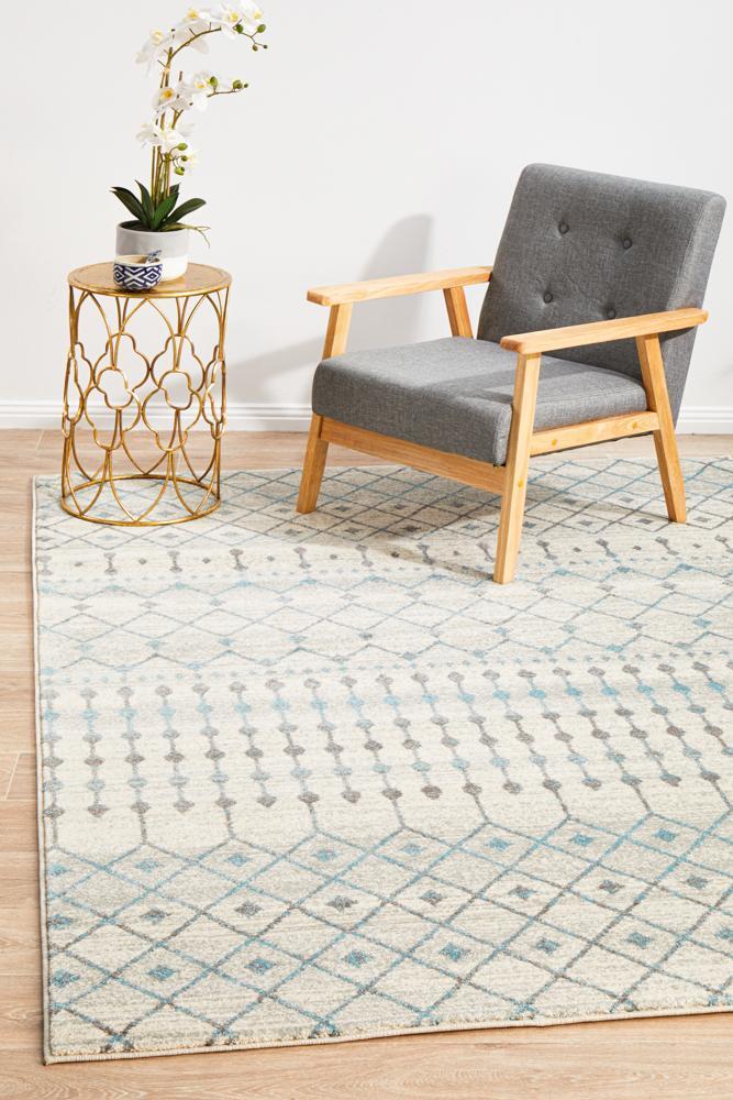 Evoke Slate White Transitional Rug