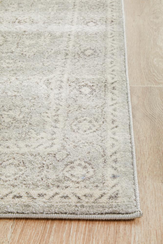 Evoke Silver Flower Transitional Runner Rug