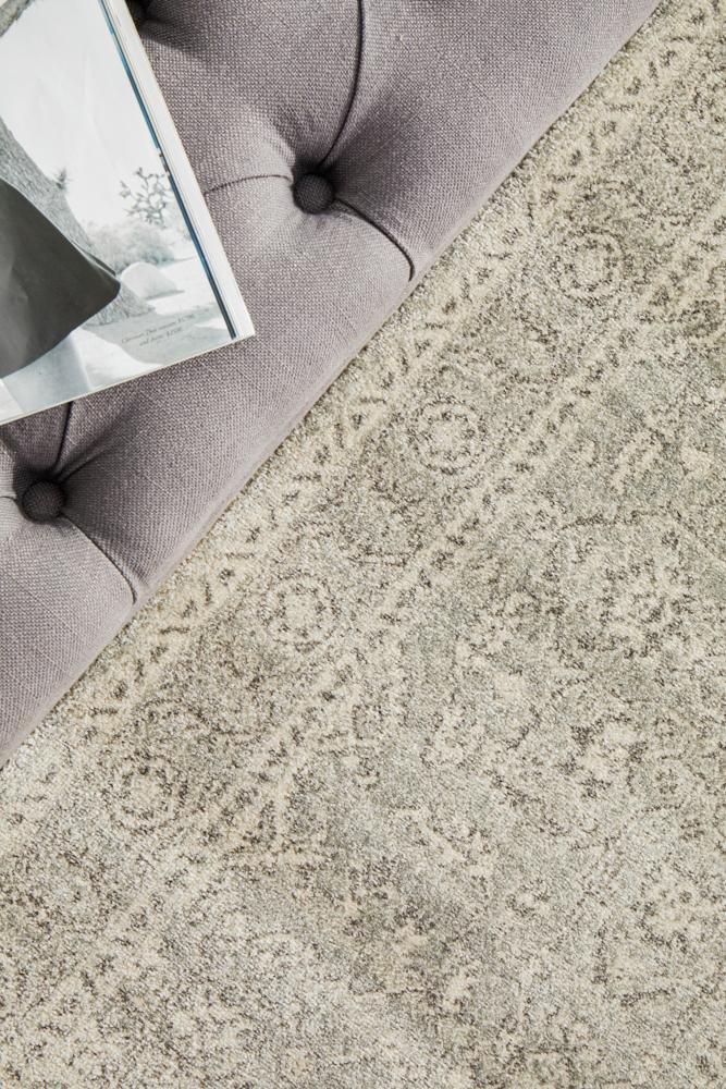 Evoke Silver Flower Transitional Runner Rug