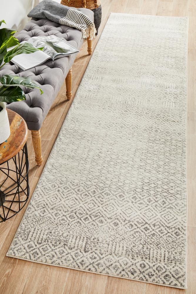 Evoke Diamond Grey Transitional Runner Rug