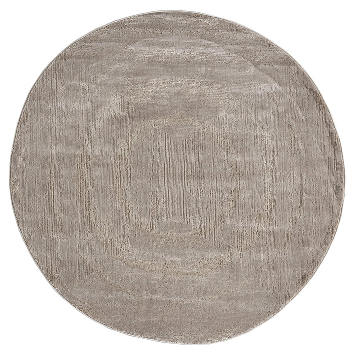 Luxe Distressed Border Beige Round Rug