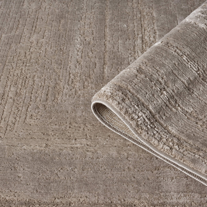 Luxe Distressed Border Beige Runner Rug