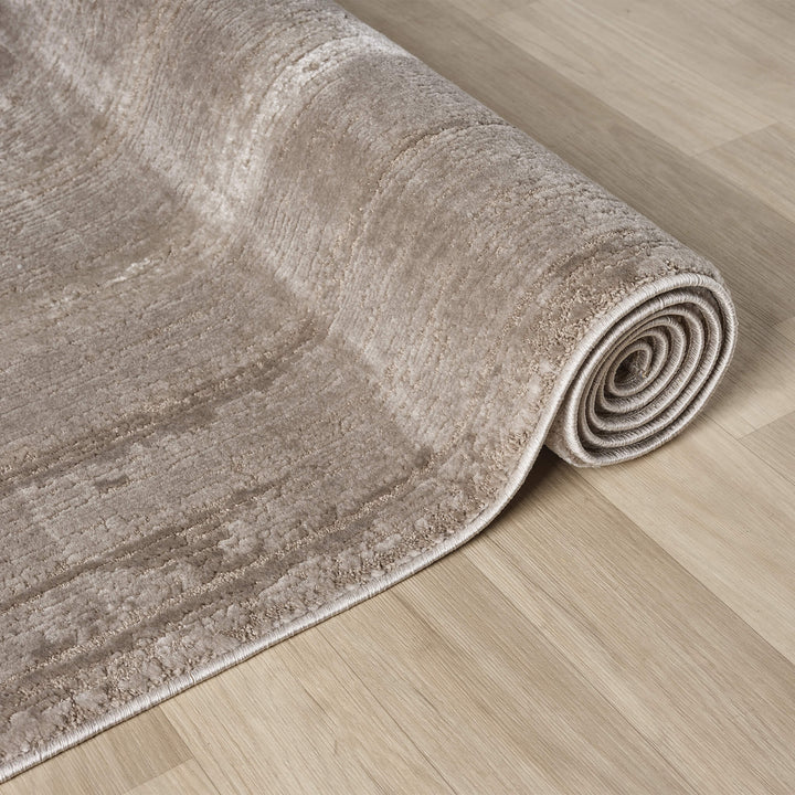 Luxe Distressed Border Beige Runner Rug