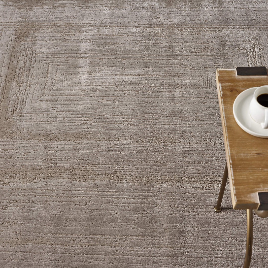 Luxe Distressed Border Beige Rug