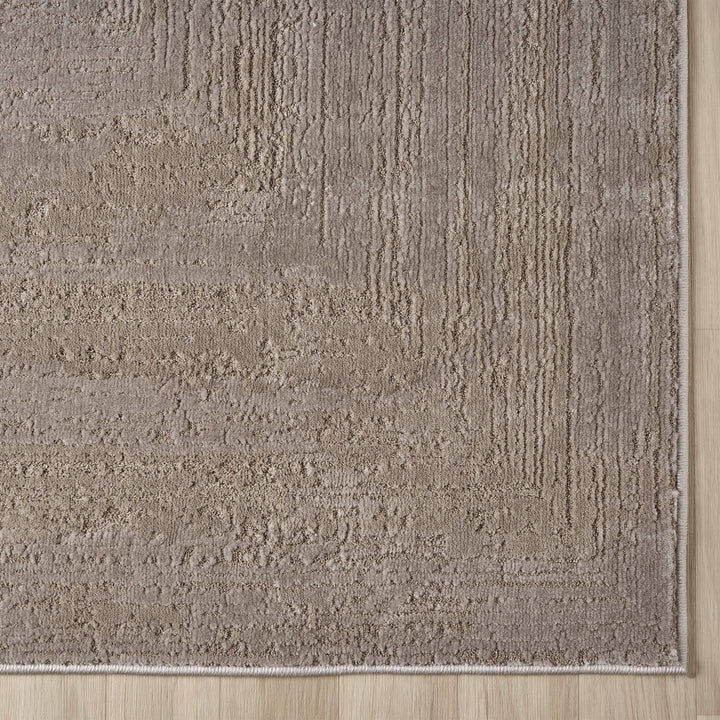 Luxe Distressed Border Beige Rug