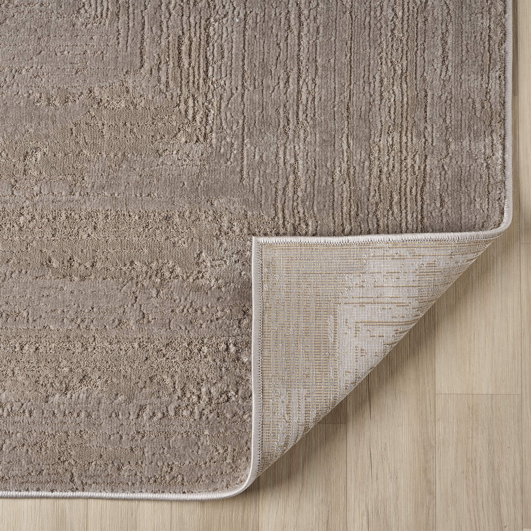 Luxe Distressed Border Beige Rug