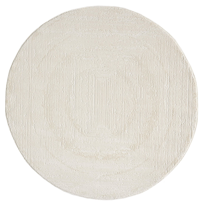 Luxe Distressed Border Warm Cream Round Rug