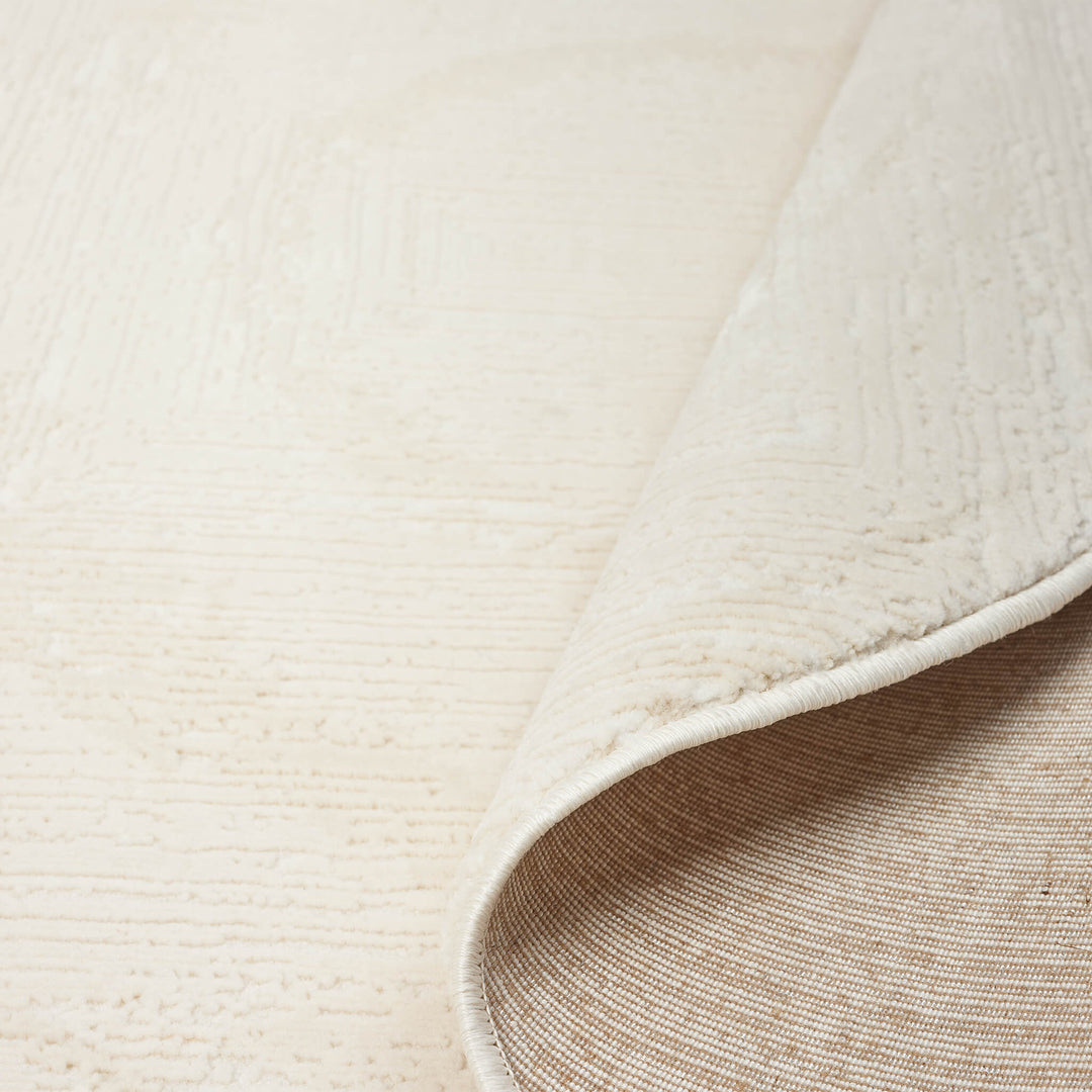 Luxe Distressed Border Warm Cream Round Rug