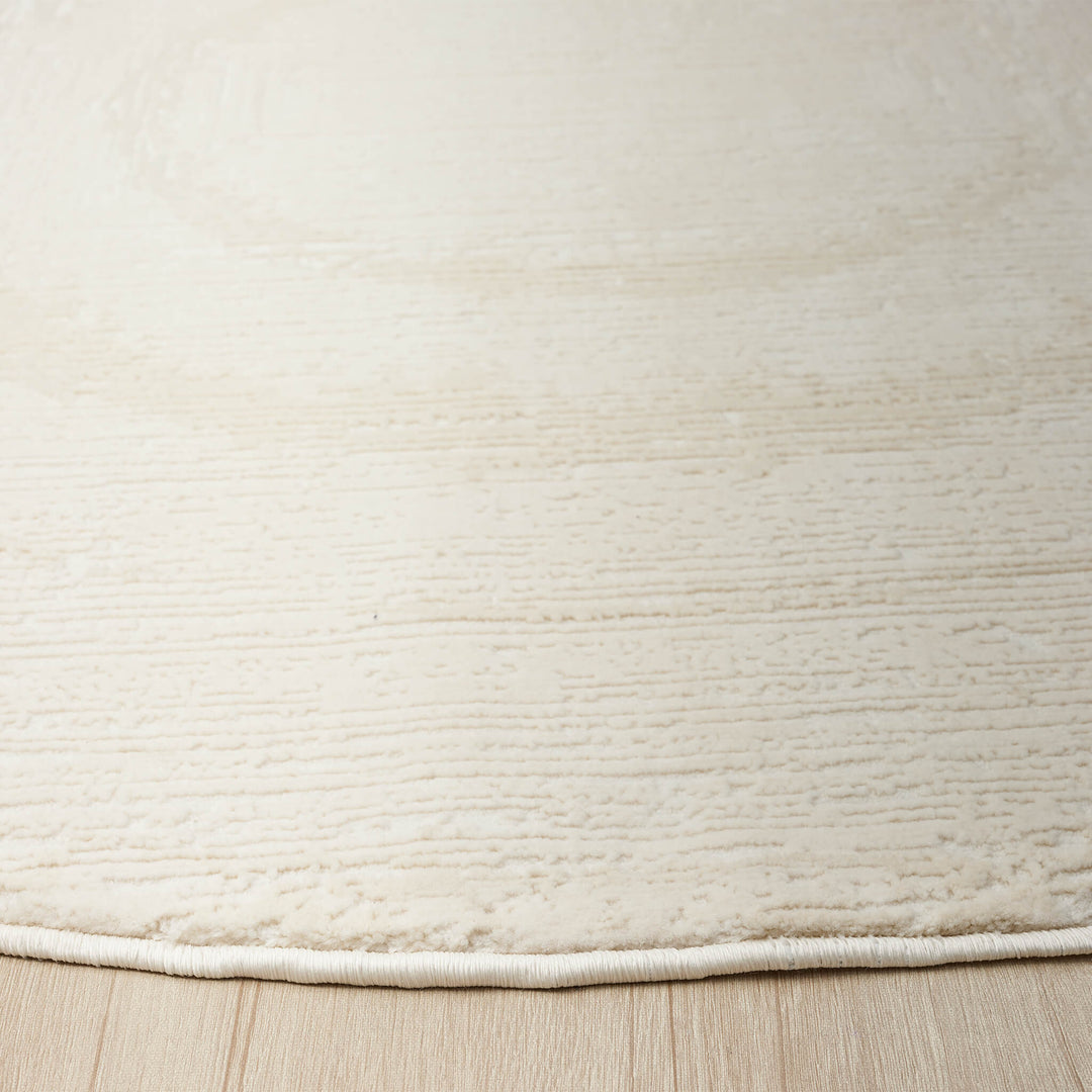 Luxe Distressed Border Warm Cream Round Rug