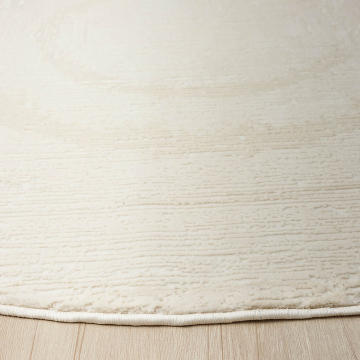 Luxe Distressed Border Warm Cream Round Rug