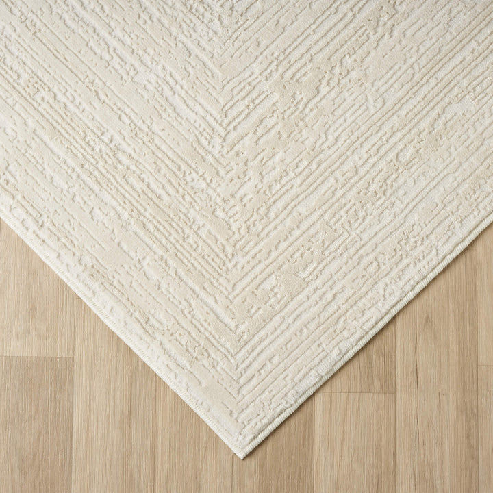 Luxe Distressed Border Warm Cream Runner Rug