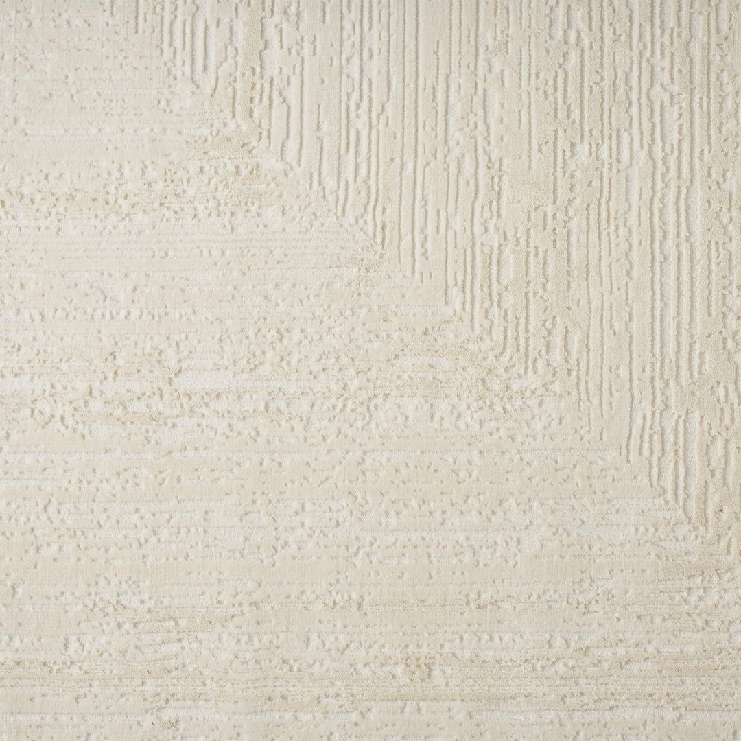 Luxe Distressed Border Warm Cream Runner Rug