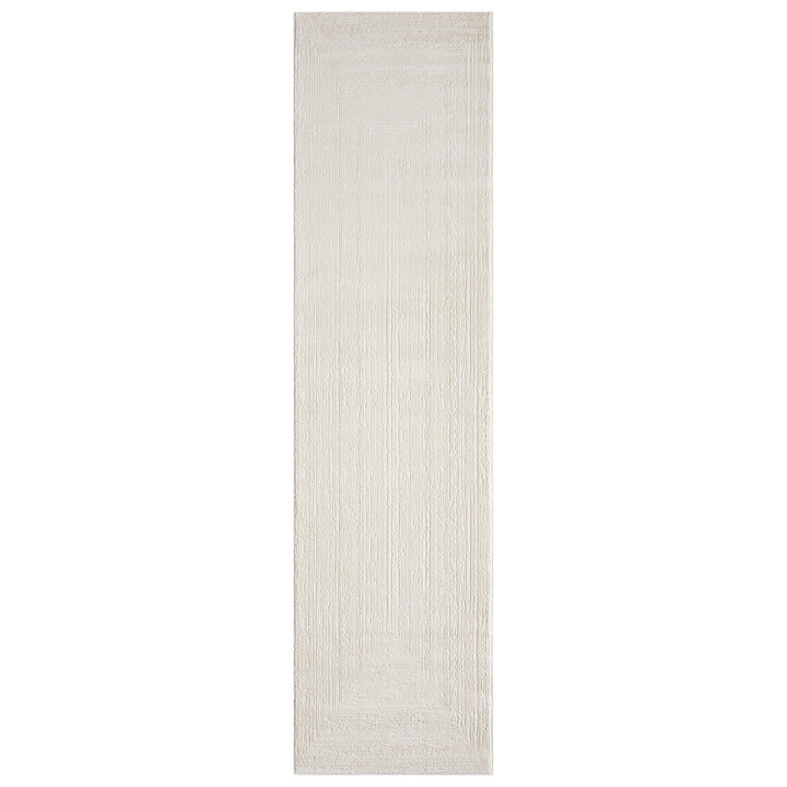 Luxe Distressed Border Warm Cream Runner Rug