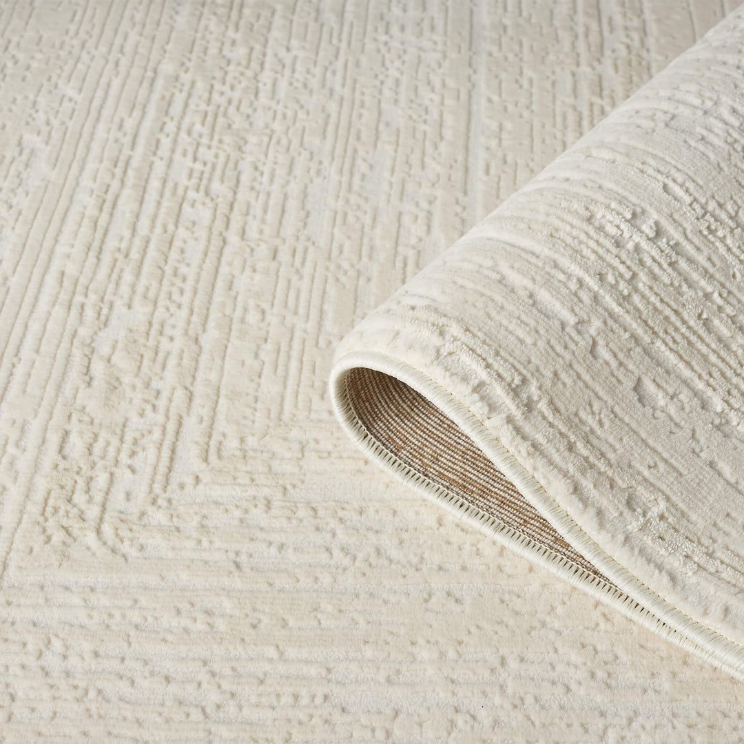 Luxe Distressed Border Warm Cream Rug