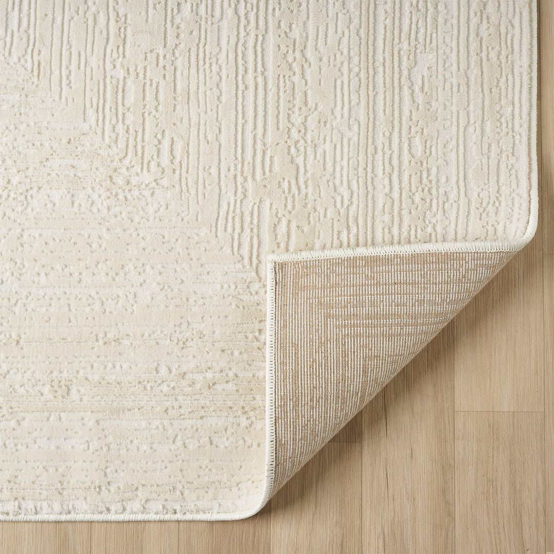 Luxe Distressed Border Warm Cream Rug