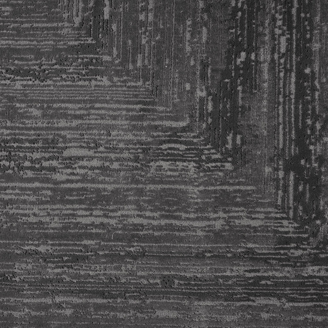 Luxe Distressed Border Dark Grey Runner Rug