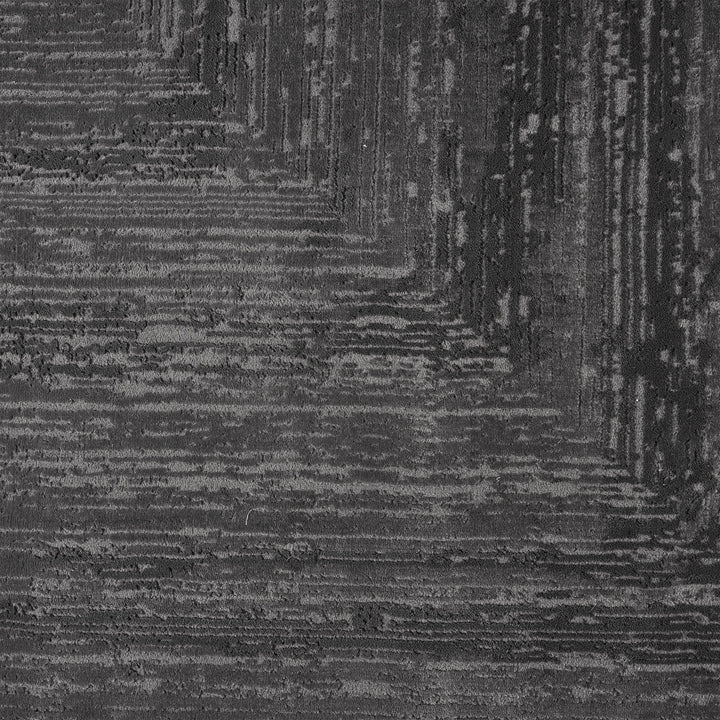 Luxe Distressed Border Dark Grey Runner Rug