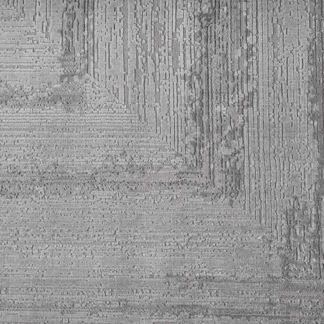 Luxe Distressed Border Grey Runner Rug