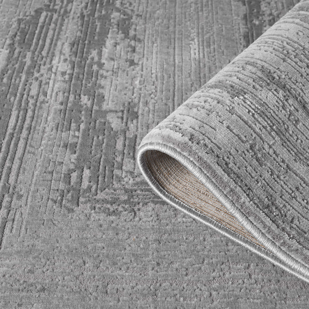 Luxe Distressed Border Grey Runner Rug