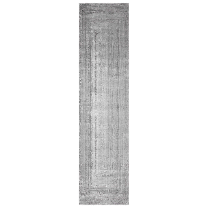 Luxe Distressed Border Grey Runner Rug