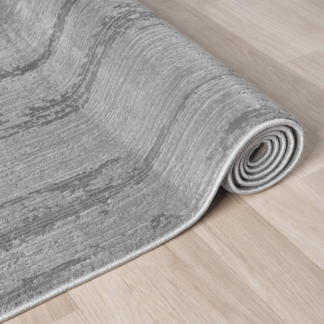 Luxe Distressed Border Grey Runner Rug