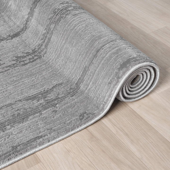 Luxe Distressed Border Grey Runner Rug